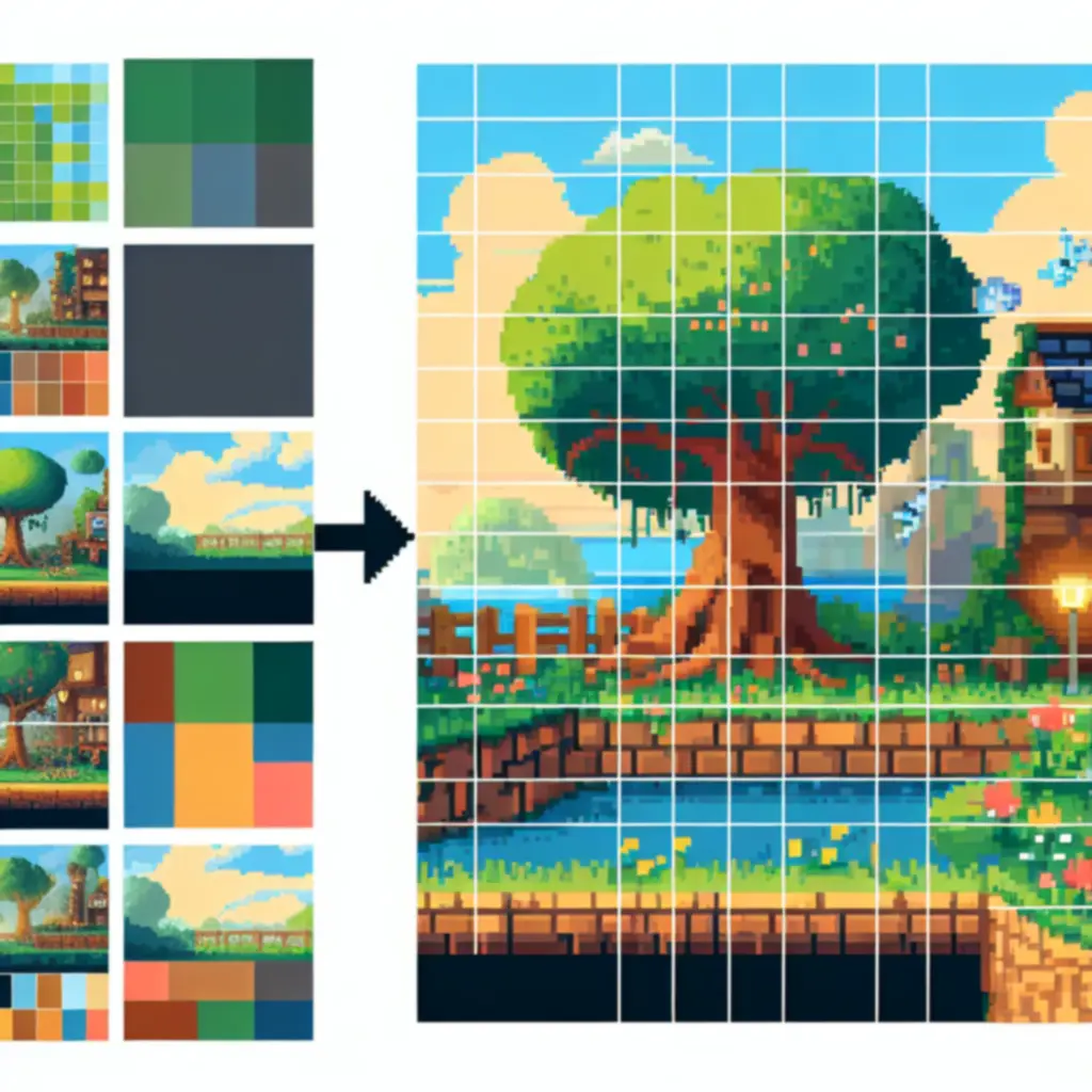 Kolorowe środowisko w stylu pixel art z gry Summer Catchers