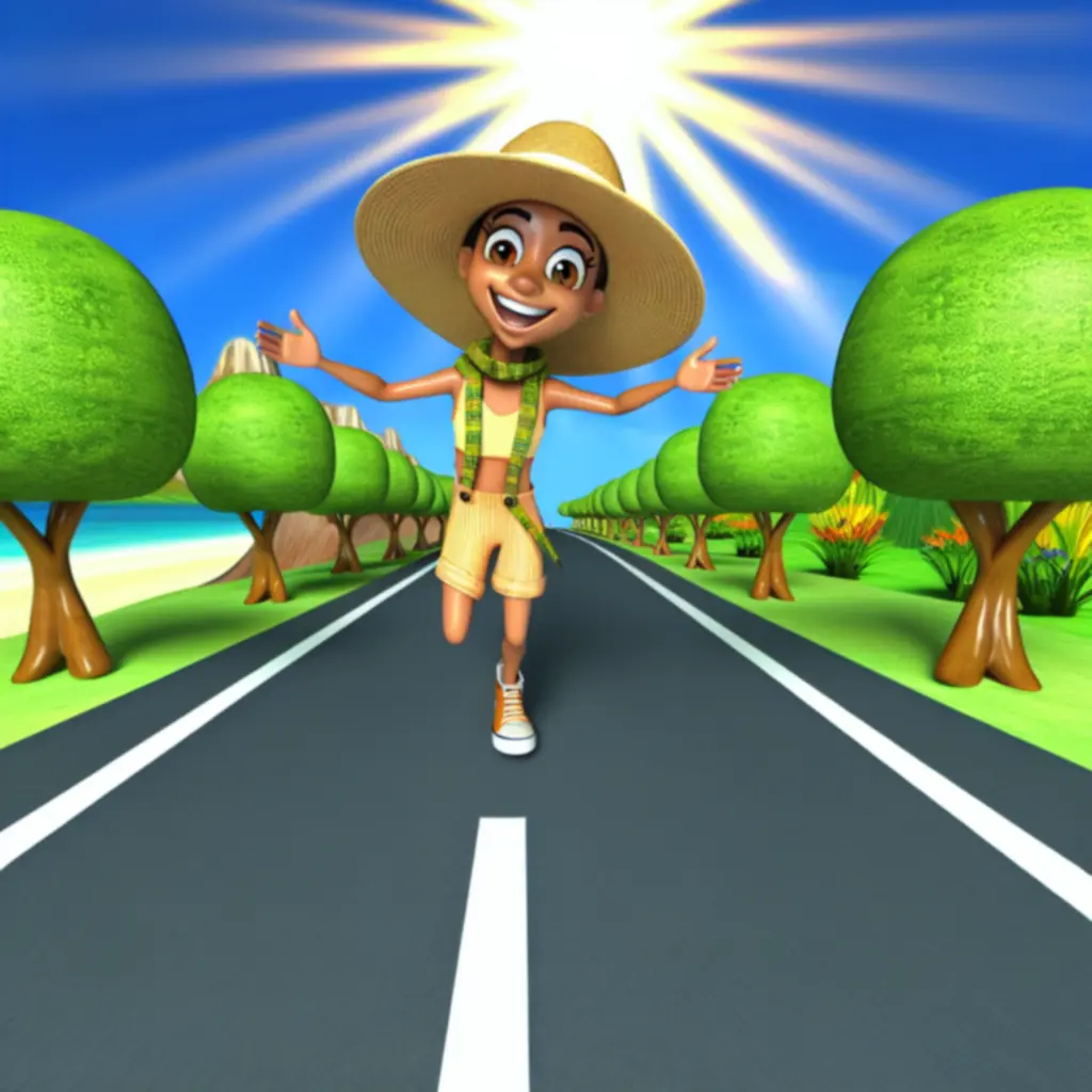 Bohater Summer Catchers w letniej przygodzie na tle dynamicznego krajobrazu