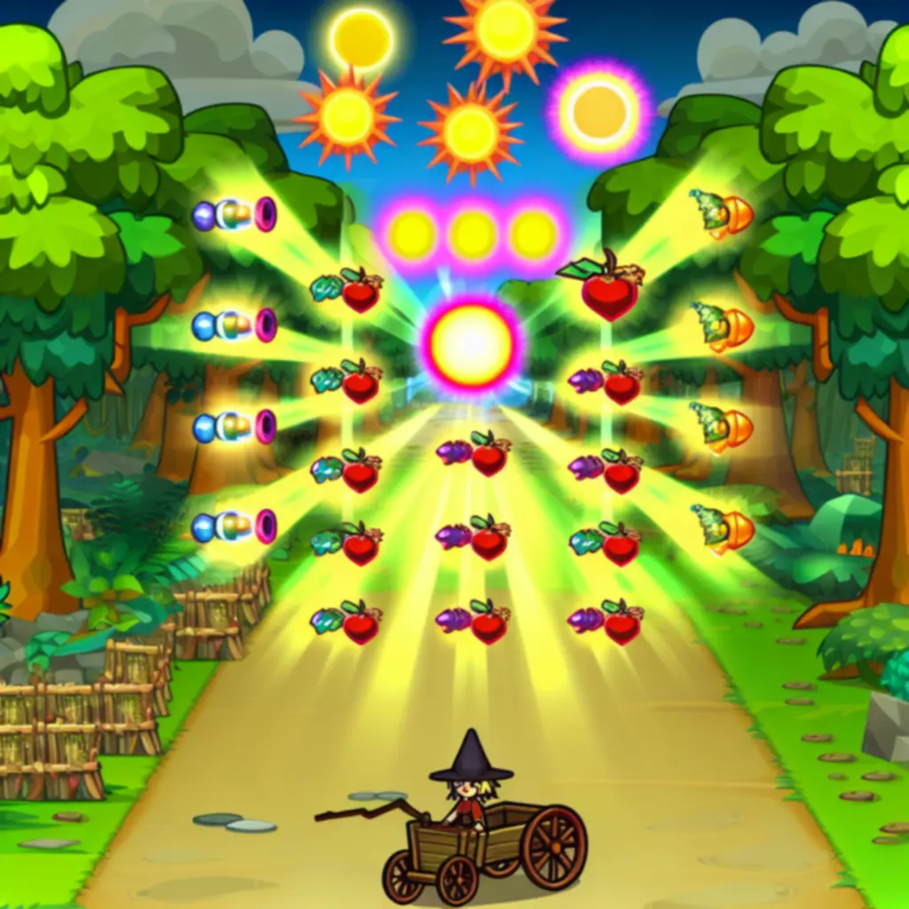 Ilustracja power-upów w Summer Catchers w dynamicznej, letniej stylistyce